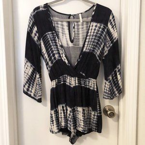 Navy Blue & White Tie Dye Romper